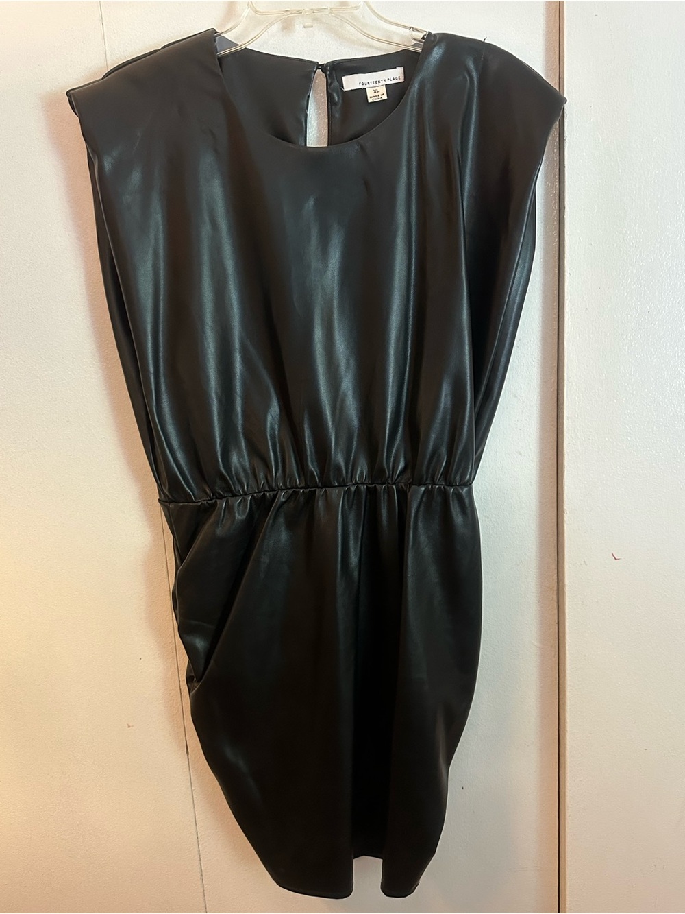 Faux leather black dress in XL